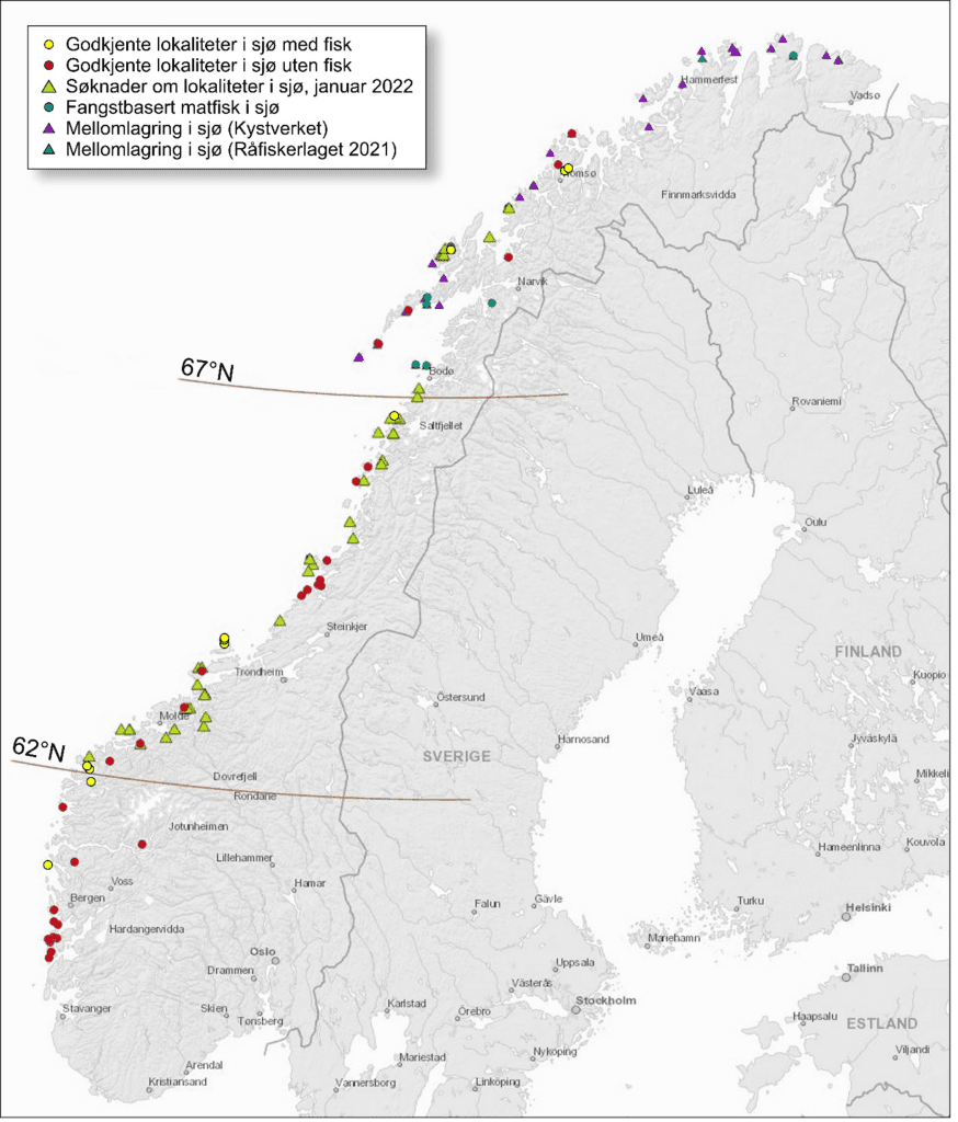 Bilde fra: (Risikorapport norsk fiskeoppdrett 2022 - risikovurdering)